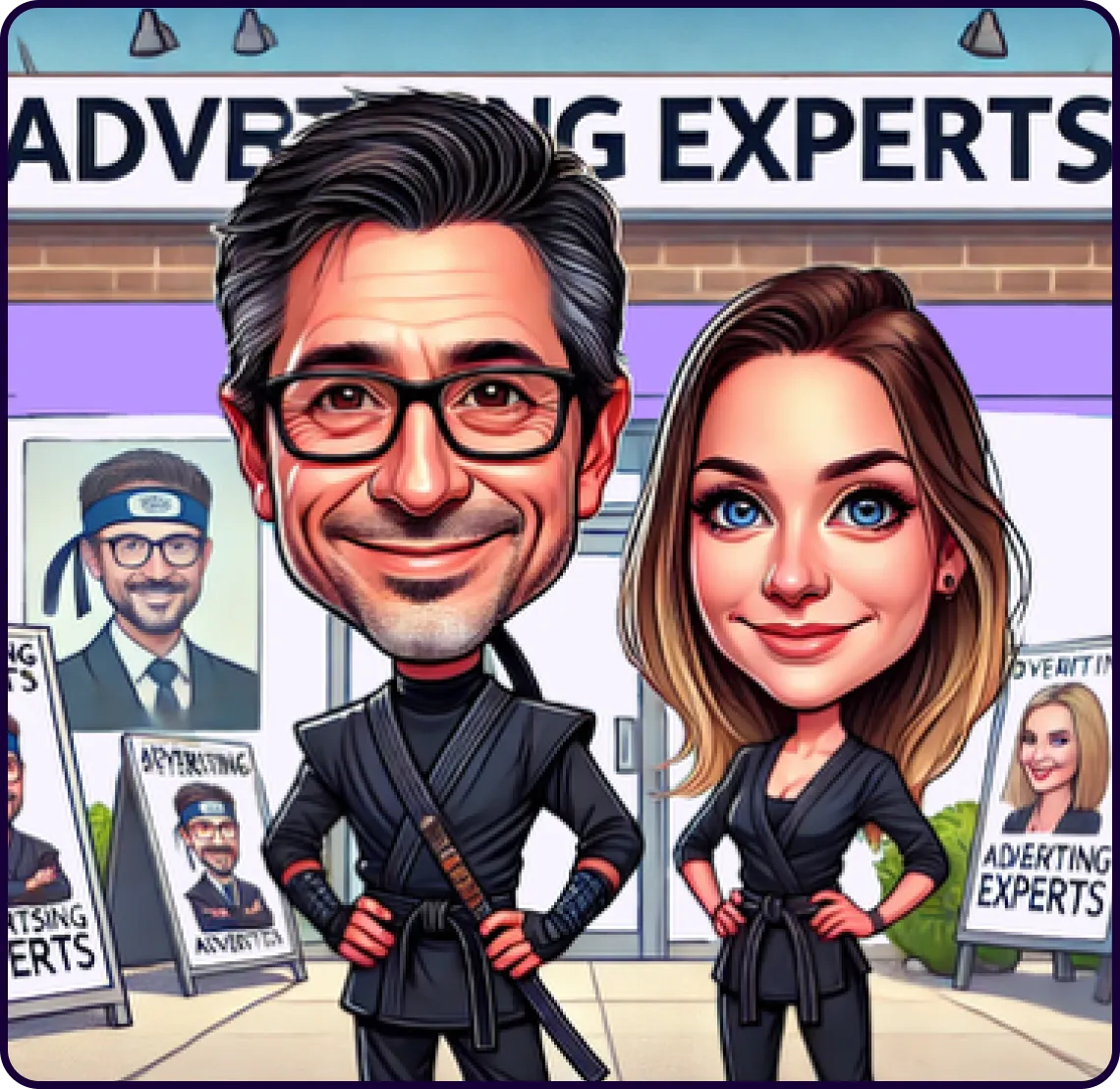 Two People from InboxGame dressed in Ninja clothing